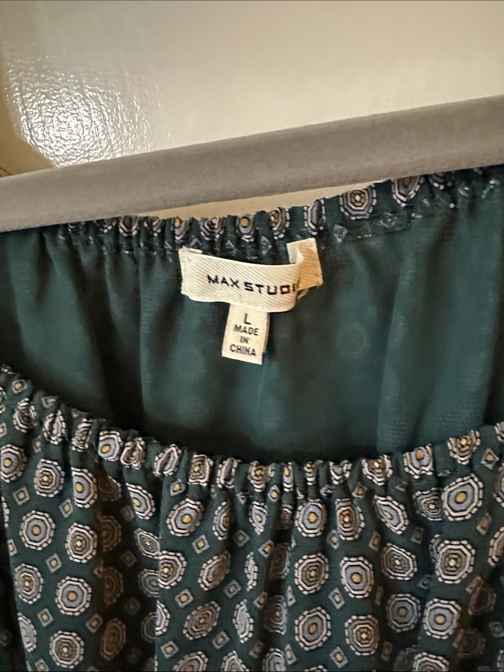 Madewell Teal and Light Blue Printed Peasant Blouse - Picture 2 of 2